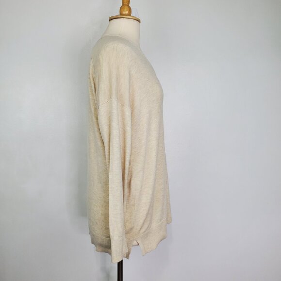 LOFT V-Neck Drop Shoulder Pullover Tan Sweater Size L - Picture 5 of 11